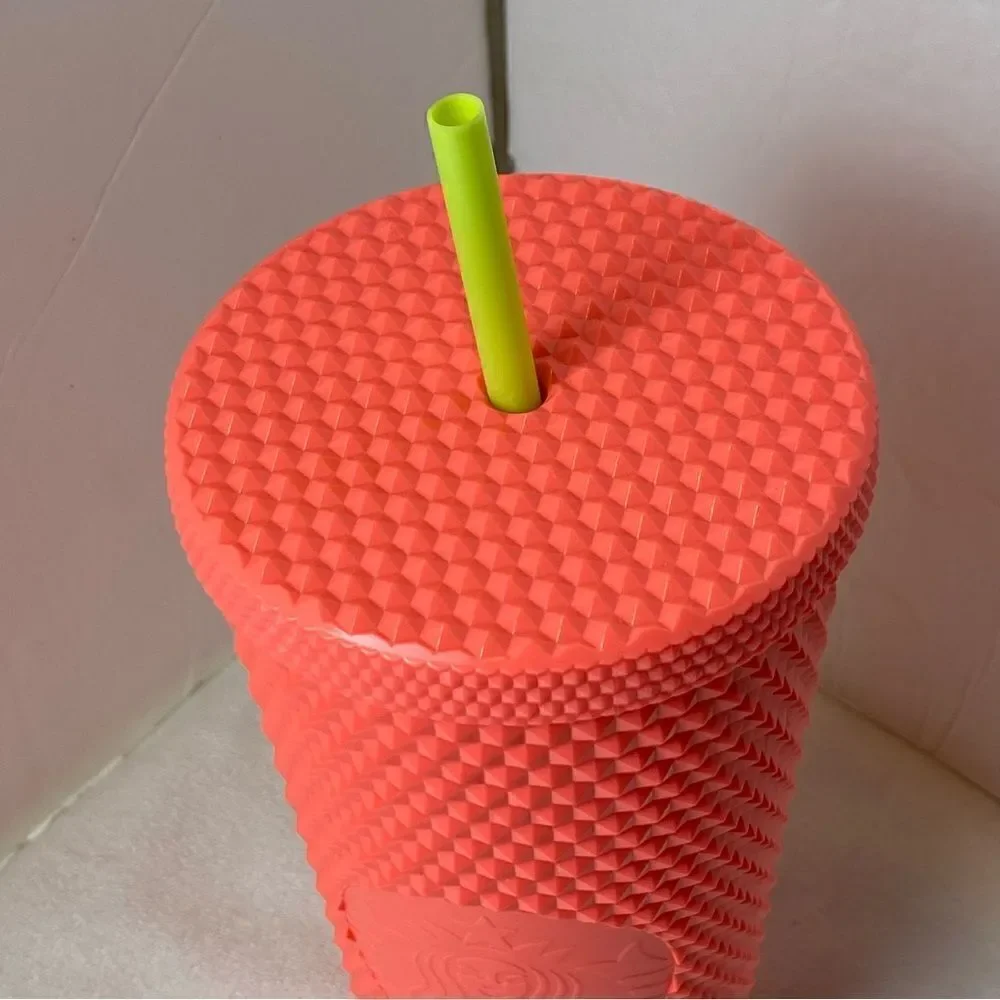 Starbucks Dragonfruit Pink Studded Tumbler Yellow Straw New W/Tags